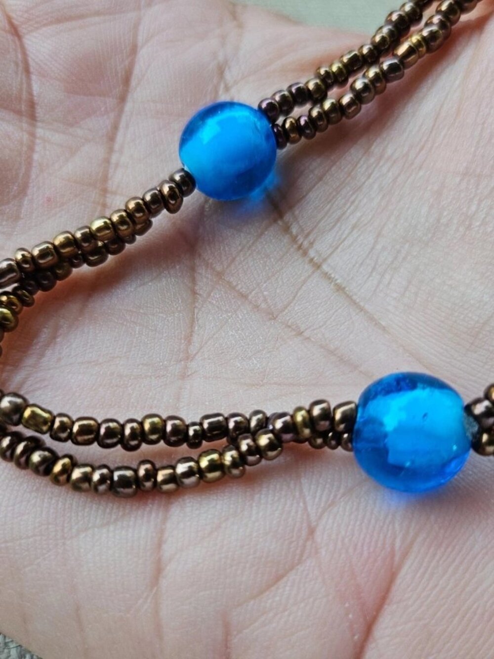 Vintage Necklace Brown Beaded Necklace Double Layered Fashion Jewelry Necklace - Picture 6 of 11